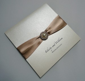 Meredith Invitation Ivory and Taupe
